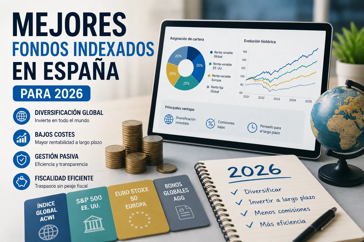 Selección de los mejores fondos indexados para invertir en España en 2026 - DineroClaro.org
