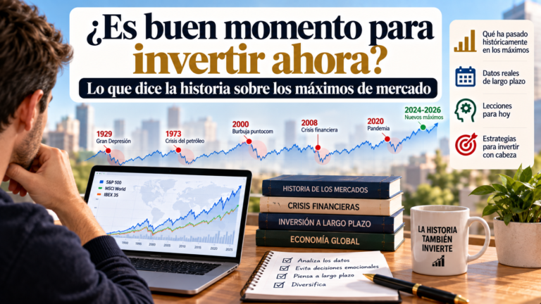 Gráfico conceptual sobre si es buen momento para invertir ahora en fondos indexados y el riesgo del market timing - DineroClaro