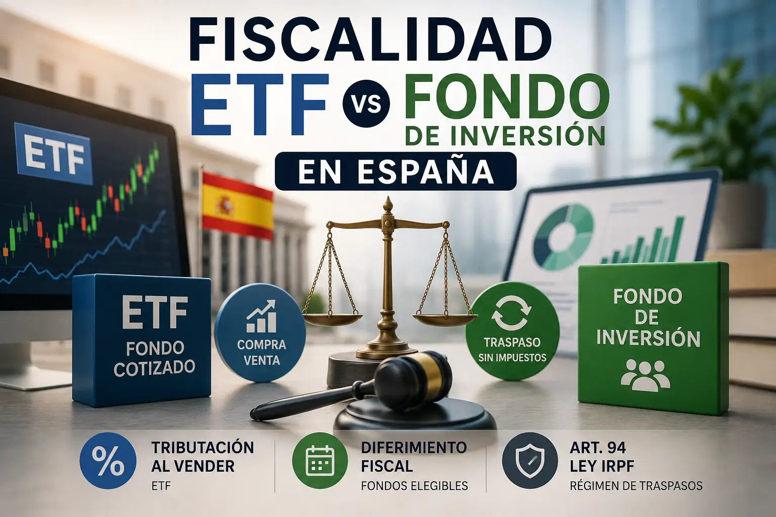 Fiscalidad ETF vs fondo de inversión en España y régimen de traspasos