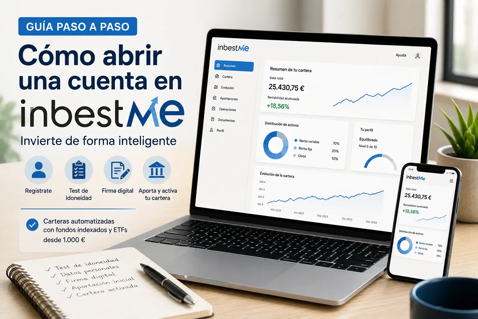 Pantalla de gestión de una cartera automatizada de inversión de InbestMe