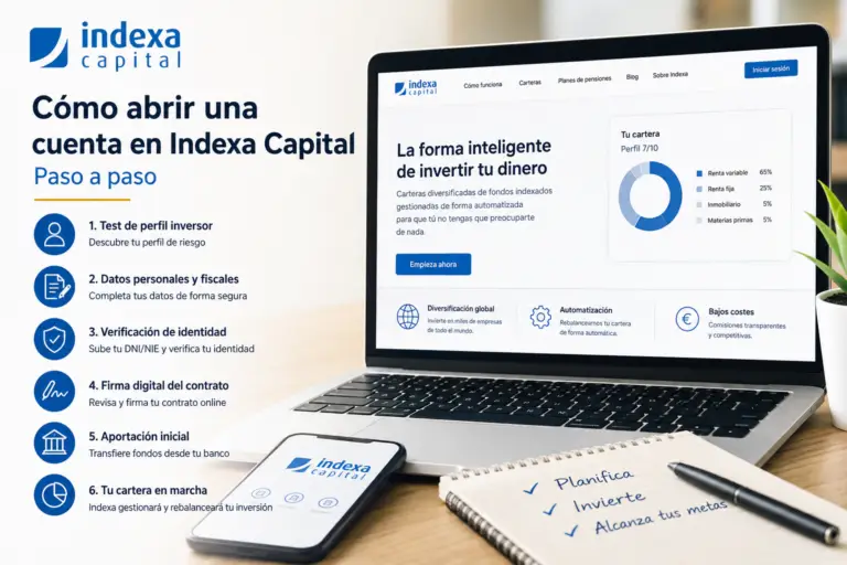 Captura o ilustración del proceso de apertura de cuenta en la plataforma de Indexa Capital