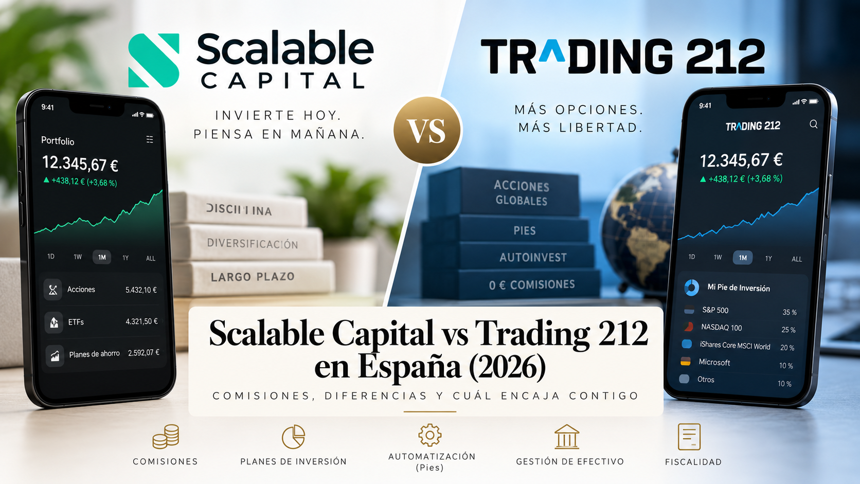 Comparativa entre Scalable Capital vs Trading 212 para inversores en España