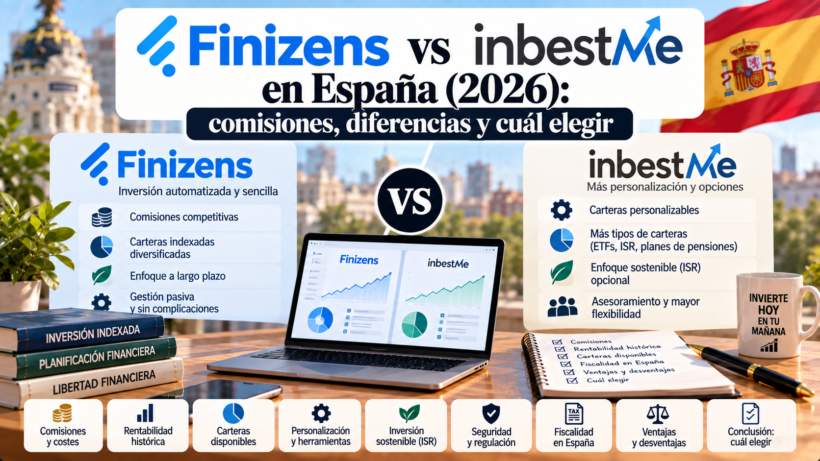 Comparativa Finizens vs inbestMe: comisiones y carteras indexadas en España