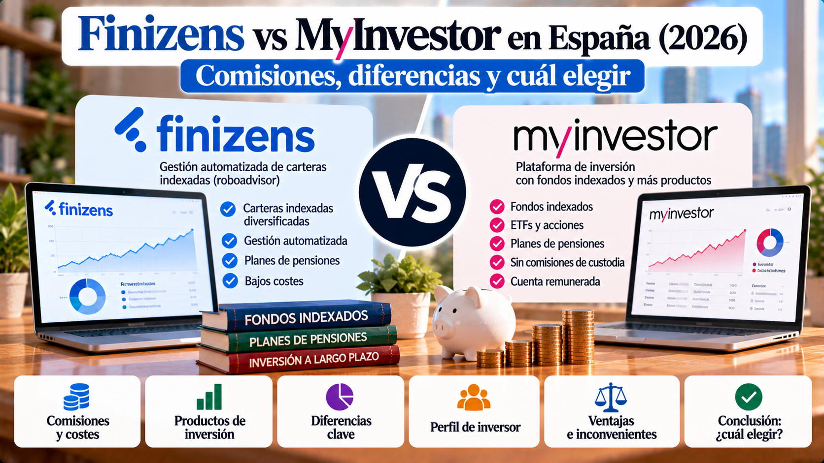 Comparativa de Finizens vs MyInvestor: roboadvisor y fondos indexados en España