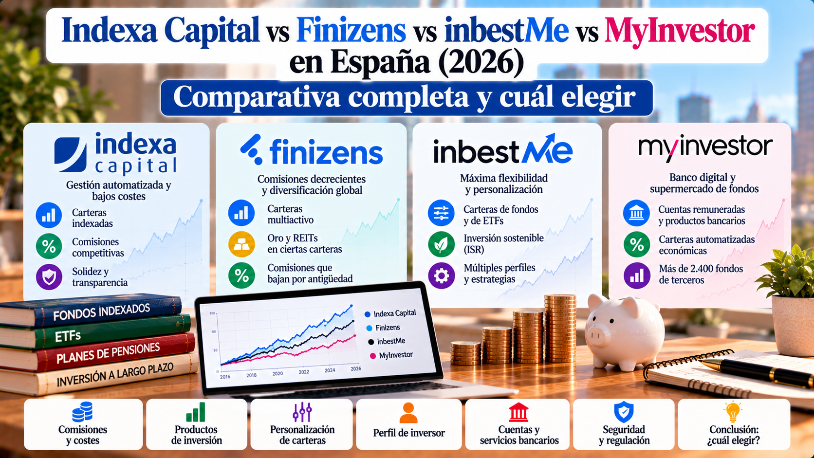 Comparativa de roboadvisors en España: Indexa Capital vs Finizens vs inbestMe vs MyInvestor