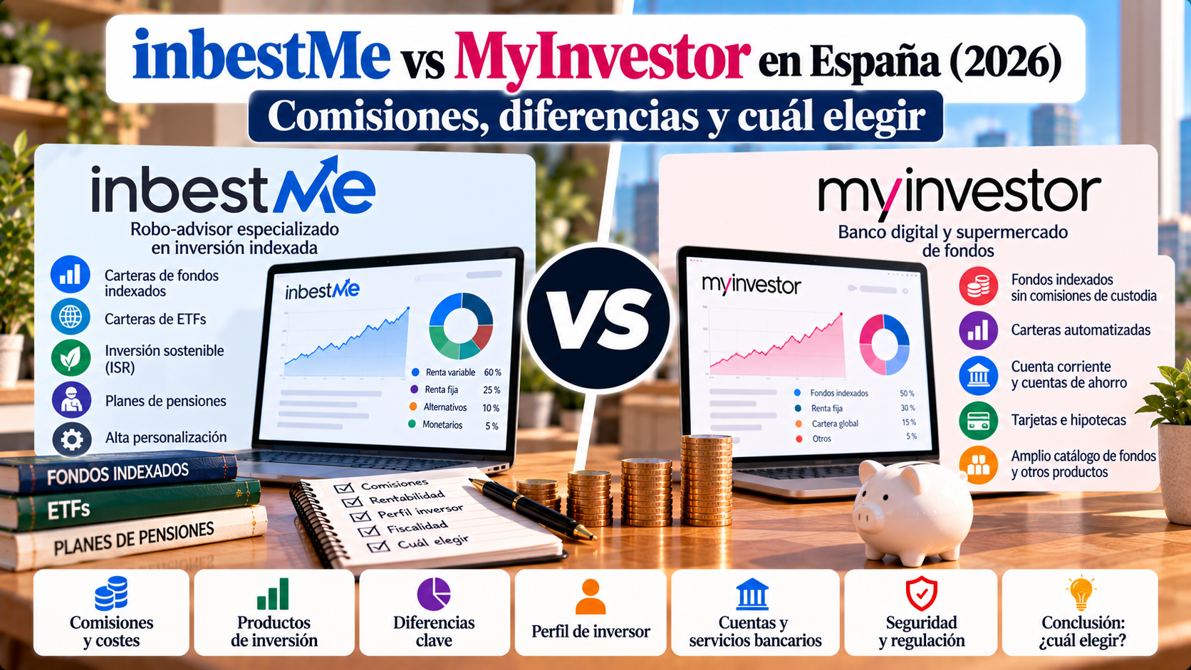 Comparativa de inbestMe vs MyInvestor: roboadvisor y fondos indexados en España