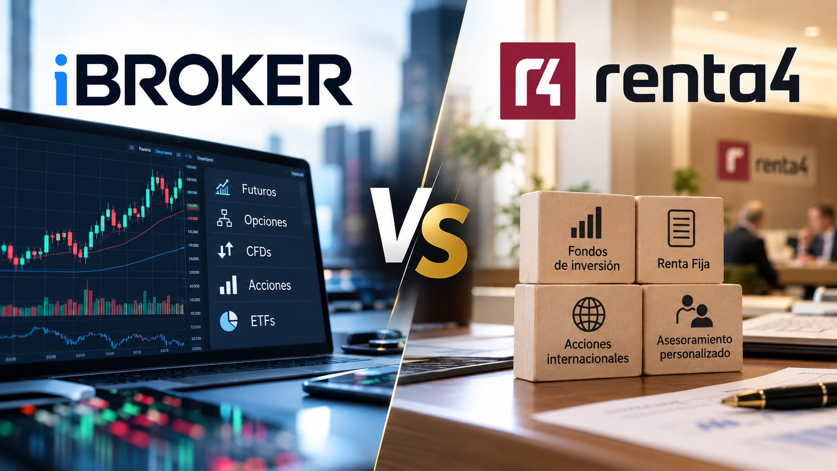 Comparativa entre bróker de derivados y banco en España: iBroker vs Renta 4